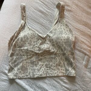 lululemon athletica Cream and Light Gray Printed Crop Top